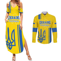 Custom Ukraine Football Couples Matching Summer Maxi Dress and Long Sleeve Button Shirt Yellow Style