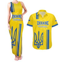 Custom Ukraine Football Couples Matching Tank Maxi Dress and Hawaiian Shirt Yellow Style