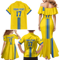Custom Ukraine Football Family Matching Mermaid Dress and Hawaiian Shirt Yellow Style