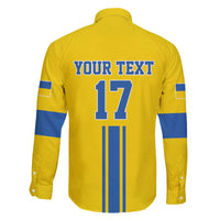 Custom Ukraine Football Family Matching Off The Shoulder Long Sleeve Dress and Hawaiian Shirt Yellow Style