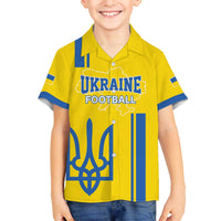 Custom Ukraine Football Family Matching Off The Shoulder Long Sleeve Dress and Hawaiian Shirt Yellow Style
