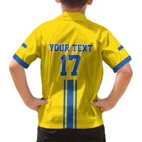 Custom Ukraine Football Family Matching Puletasi and Hawaiian Shirt Yellow Style