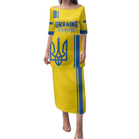 Custom Ukraine Football Family Matching Puletasi and Hawaiian Shirt Yellow Style
