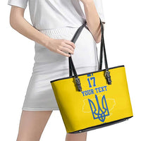 Custom Ukraine Football Leather Tote Bag Yellow Style