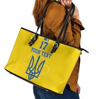 Custom Ukraine Football Leather Tote Bag Yellow Style