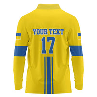 Custom Ukraine Football Long Sleeve Polo Shirt Yellow Style