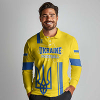 Custom Ukraine Football Long Sleeve Polo Shirt Yellow Style