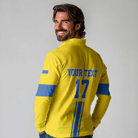Custom Ukraine Football Long Sleeve Polo Shirt Yellow Style