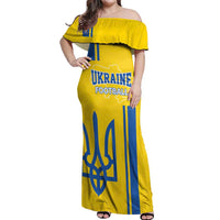 Custom Ukraine Football Off Shoulder Maxi Dress Yellow Style