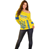 Custom Ukraine Football Off Shoulder Sweater Yellow Style