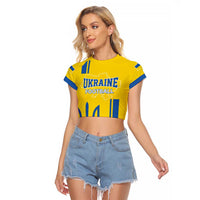 Custom Ukraine Football Raglan Cropped T Shirt Yellow Style