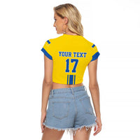 Custom Ukraine Football Raglan Cropped T Shirt Yellow Style