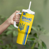Custom Ukraine Football Tumbler With Handle Yellow Style