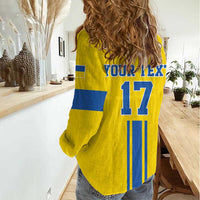 Custom Ukraine Football Women Casual Shirt Yellow Style