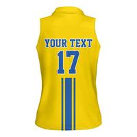 Custom Ukraine Football Women Sleeveless Polo Shirt Yellow Style