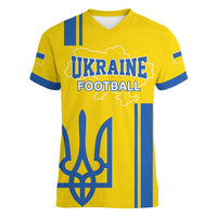 Custom Ukraine Football Women V-Neck T-Shirt Yellow Style