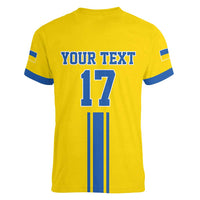 Custom Ukraine Football Women V-Neck T-Shirt Yellow Style