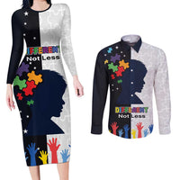Personalized World Autism Awareness Day Couples Matching Long Sleeve Bodycon Dress and Long Sleeve Button Shirt 2th April