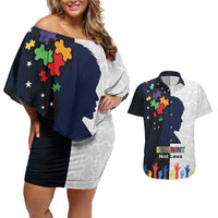 Personalized World Autism Awareness Day Couples Matching Off Shoulder Short Dress and Hawaiian Shirt 2th April
