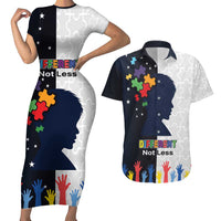 Personalized World Autism Awareness Day Couples Matching Short Sleeve Bodycon Dress and Hawaiian Shirt 2th April
