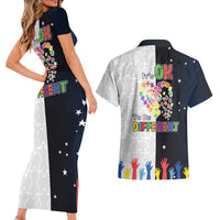 Personalized World Autism Awareness Day Couples Matching Short Sleeve Bodycon Dress and Hawaiian Shirt 2th April