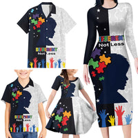 Personalized World Autism Awareness Day Family Matching Long Sleeve Bodycon Dress and Hawaiian Shirt 2th April