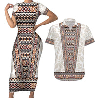 Danmark Traditional Patern with Daisy Couples Matching Short Sleeve Bodycon Dress and Hawaiian Shirt Danish Patern Simple Style