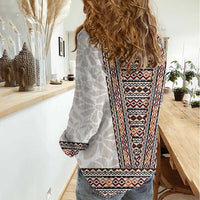 Danmark Traditional Patern with Daisy Women Casual Shirt Danish Patern Simple Style