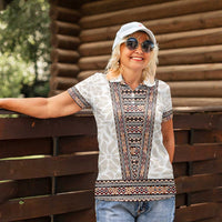 Danmark Traditional Patern with Daisy Women Polo Shirt Danish Patern Simple Style