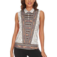 Danmark Traditional Patern with Daisy Women Sleeveless Polo Shirt Danish Patern Simple Style