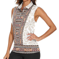 Danmark Traditional Patern with Daisy Women Sleeveless Polo Shirt Danish Patern Simple Style