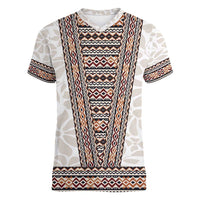 Danmark Traditional Patern with Daisy Women V-Neck T-Shirt Danish Patern Simple Style