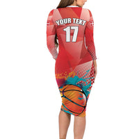 Custom Danmark Basketball Go Champions Family Matching Long Sleeve Bodycon Dress and Hawaiian Shirt Sporty Style