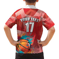 Custom Danmark Basketball Go Champions Family Matching Short Sleeve Bodycon Dress and Hawaiian Shirt Sporty Style