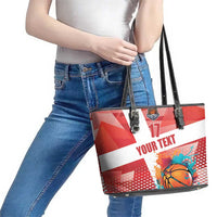Custom Danmark Basketball Go Champions Leather Tote Bag Sporty Style