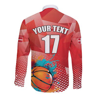 Custom Danmark Basketball Go Champions Long Sleeve Button Shirt Sporty Style