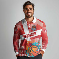 Custom Danmark Basketball Go Champions Long Sleeve Polo Shirt Sporty Style