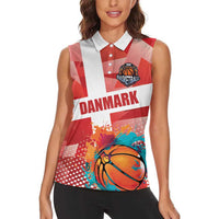 Custom Danmark Basketball Go Champions Women Sleeveless Polo Shirt Sporty Style