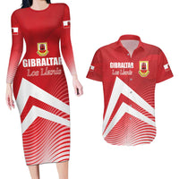 Custom Gibraltar We are Champions Couples Matching Long Sleeve Bodycon Dress and Hawaiian Shirt Sporty Style