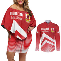 Custom Gibraltar We are Champions Couples Matching Off Shoulder Short Dress and Long Sleeve Button Shirt Sporty Style