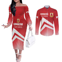 Custom Gibraltar We are Champions Couples Matching Off The Shoulder Long Sleeve Dress and Long Sleeve Button Shirt Sporty Style
