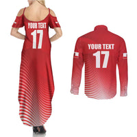 Custom Gibraltar We are Champions Couples Matching Summer Maxi Dress and Long Sleeve Button Shirt Sporty Style