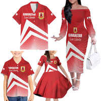 Custom Gibraltar We are Champions Family Matching Off The Shoulder Long Sleeve Dress and Hawaiian Shirt Sporty Style