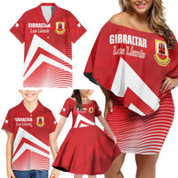 Custom Gibraltar We are Champions Family Matching Off Shoulder Short Dress and Hawaiian Shirt Sporty Style