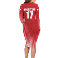 Custom Gibraltar We are Champions Long Sleeve Bodycon Dress Sporty Style