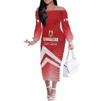 Custom Gibraltar We are Champions Off The Shoulder Long Sleeve Dress Sporty Style