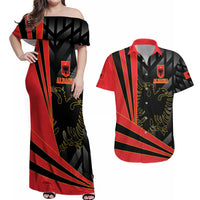 Custom Albania Football We are Champions Couples Matching Off Shoulder Maxi Dress and Hawaiian Shirt Sporty Style with The Double-headed eagle