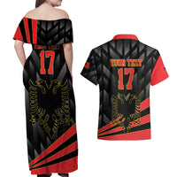 Custom Albania Football We are Champions Couples Matching Off Shoulder Maxi Dress and Hawaiian Shirt Sporty Style with The Double-headed eagle