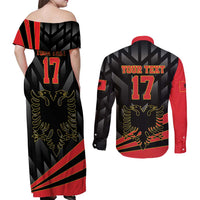 Custom Albania Football We are Champions Couples Matching Off Shoulder Maxi Dress and Long Sleeve Button Shirt Sporty Style with The Double-headed eagle