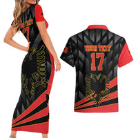 Custom Albania Football We are Champions Couples Matching Short Sleeve Bodycon Dress and Hawaiian Shirt Sporty Style with The Double-headed eagle